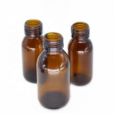 China Wholesale Amber Glass Pill Syrup Bottle 75ml 100ml With Plastic Cap for sale