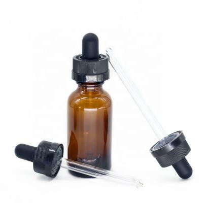 China 1 Ounce Pharmaceutical 2 Ounce Boston Amber Color Round Glass Bottles With Child Safe Glass Dropper for sale