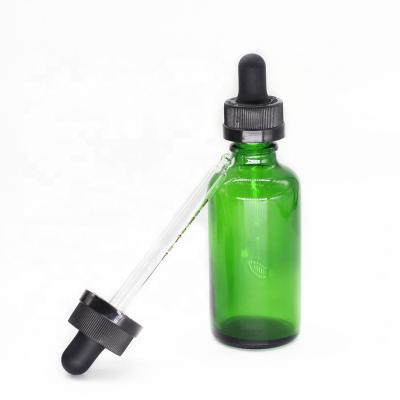 China Personal Care 50ml Euro Green Glass Dropper Bottle With Child Proof Glass Dropper For Essential Oil for sale