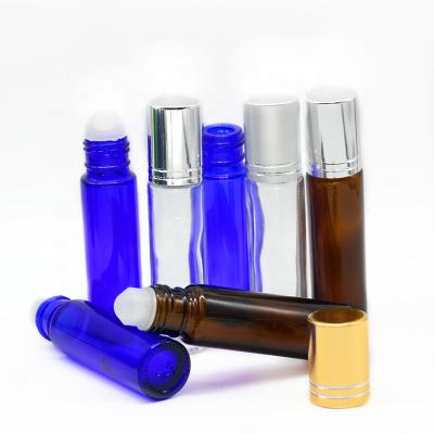 China Amber Blue Essential Oil China Manufacturer 5ml 10ml Clear Roll On Glass Bottle for sale