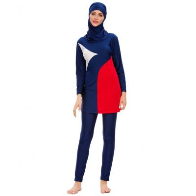 China Modest Full Cover Three Piece Islamic Patchwork Anti-UV High Quality Islamic Women's Swimwear Muslim Swimwear for sale