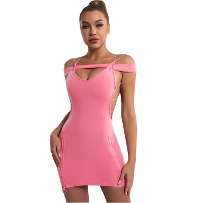 China Anti-static women's dresses 2022 new arrivals anti-static hollow out fashionable women's clothing zipper dress for sale