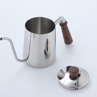 China Bright Polished Stainless Steel Stocked 304 Cold Brew Maker Manual Pour Over Drip Coffee Milk Tea Kettle Pot for sale