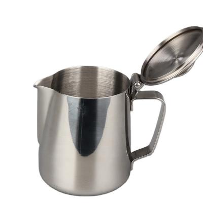 China WITH LID new arrival supplier 304 stainless steel coffee milk pouring pitcher with cover coffee milk jug 350ml 600ml for sale