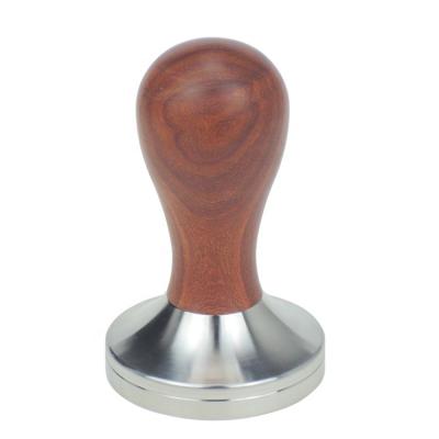 China Customized Viable Logo Coffee Tools Stainless Steel Kaffee Tamper With Wooden Handle Espresso Pressure Coffee Tamper Hammer for sale