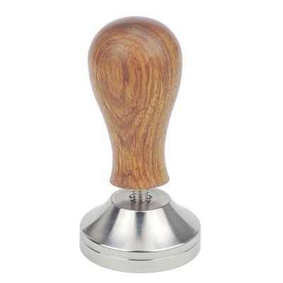 China Customized Viable Logo Coffee Tools Stainless Steel Kaffee Tamper With Wooden Handle Espresso Pressure Coffee Tamper Hammer for sale