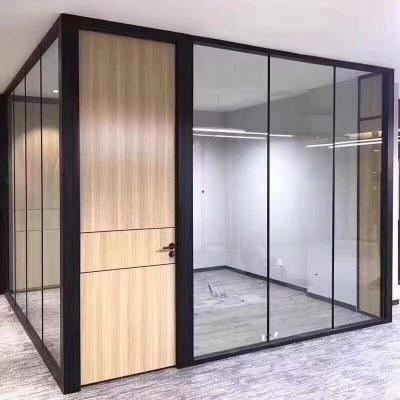 China Durable Modular Aluminum Room Divider Office Divide Partition Wall Acoustic Glass Panel For Office Door for sale