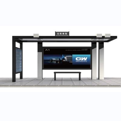 China Modern Public Outdoor Bus Stop Station Vanity Solar Power Bus Stop Furniture Galvanized Smart Shelter for sale