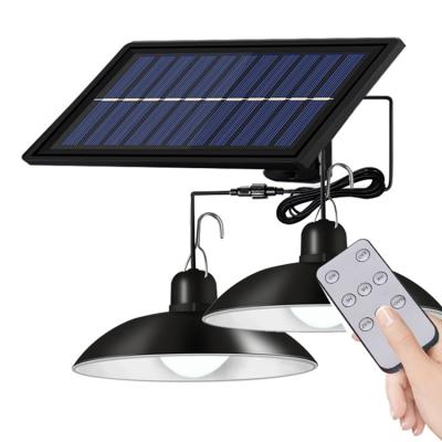 China Garden Manufacturer Waterproof 2 Heads Solar Pendant Light Indoor Outdoor Solar Remote Solar Pier Light for sale