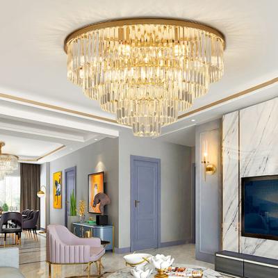 China Luxury Modern Hanging K9 Crystal Chandeliers Gold Hotel Lobby Lights Pendant Chandeliers for sale