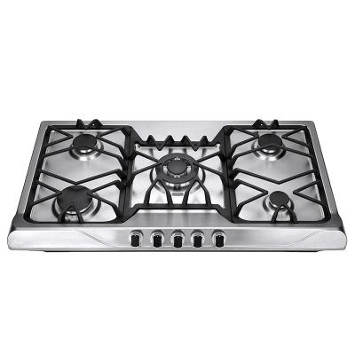 China Hotel 2022 news built-in cooktop with 5 burner stainless steel panel for sale