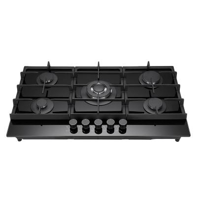 China Hotel 2022 news built-in cooktop with 5 burner tempered glass panel for sale