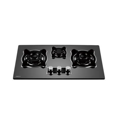 中国 Hotel Build By Cooking Tempered Glass Gas Stove 3 Burners 販売のため