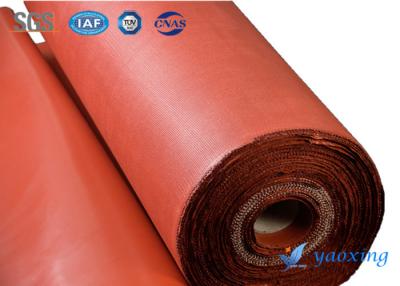 China Feuerfester Twill gesponnener 0.42mm silikonumhüllter Fiberglas-Stoff zu verkaufen