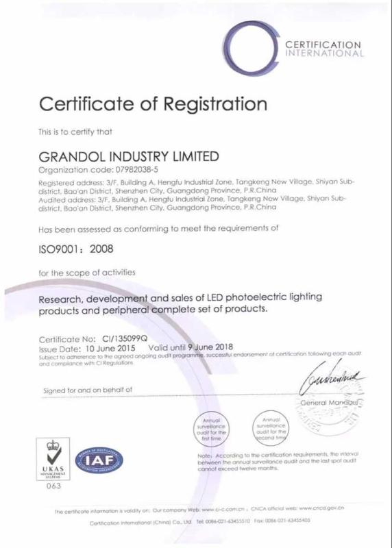 ISO9001:2008 - GRANDOL INDUSTRY LIMITED