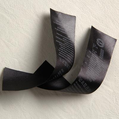 China Viable Custom Super Cut Long Black Satin Ribbon Washed Soft Double Label Private Label Composition For Men's T-Shirt for sale