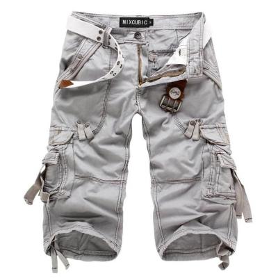 China Wholesale Summer 2021 Korean Tactical Military Multi-pocket Pants Overall Breathable Loose Washed Men Cargo Cropped Pants for sale