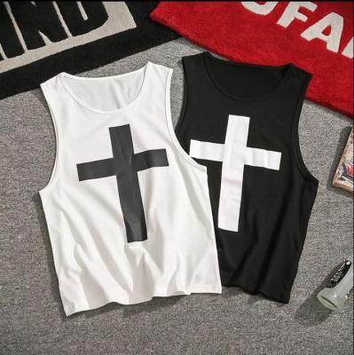 China 2021 QUICK DRY good quality sleeveless men summer cross vest black hip hop vest male loose white casual streetwear for sale