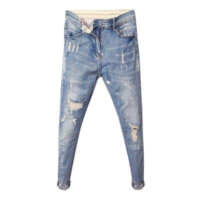 China Fashionable Breathable Jeans Fashion Ankle-Length Pants Thin Social Stretch Pants Korean Distressed Streetwear Tight Brand Denim Pants Man T for sale