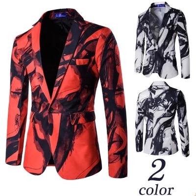 China 2021 Anti-wrinkle New Autumn Winter Men's Button Suit Chinese Style Ink Printing Suit Jacket Man Dress Coat Blazer Better Masculino X972 for sale