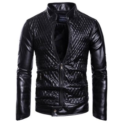 China 2021 Leather Jacket Size S-3xl Bulge Design Large Plaid Tailor Autumn Winter Jacket Stand Collar Waterproof Men's Clothing B026 for sale