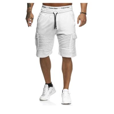 China 2021 Summers Striped High Quality Breathable Pleated Harem Knee Length Shorts Straight Elastic Waist Fitness Joggers Hip Hop Shorts Men for sale