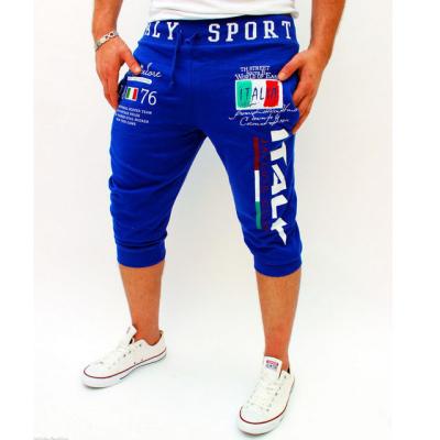 China 2021 Hot Antibacterial Summer Outdoor Wear Shorts Elastic Italy Digital Printing Design Gym Sport Jogging Capri Pants Male Running Pants for sale