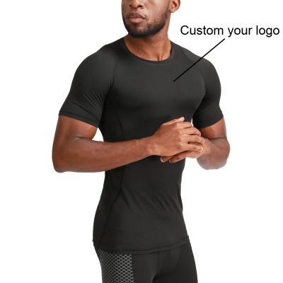 China Custom Logo Men's Breathable Fitness Clothes Sports Basketball Quick-Dry Sleeve Compression Training Gym Elastic Short Tights for sale