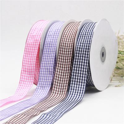 China Wholesale Iridescent Plaid Stock Scottish Ribbon British Apparel Accessories Various For Gift Box Decorate Loop Ribbon Heatless for sale