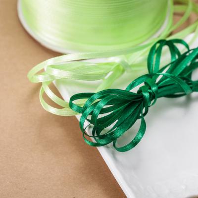 China Iridescent Wholesale High End Thin Solid Color Satin Ribbon Roll 4mm*900 Yards 1/8 Inch For Balloon Christmas Ribbon And Tag String Pre Tied for sale