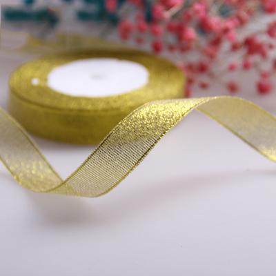 China Wholesale Stock 2cm*250 Yards Iridescent Glitter Stain Wedding Christmas Gift Cake Wrapping Metal Ribbon Cable White Onion Buckle Silver Ribbon for sale