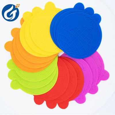 China Wholesale Fashion 2021soft Round Shape Hotel Silicone Tea Coaster Solid Color Heat Insulation Flat Viable Cup Lid for sale