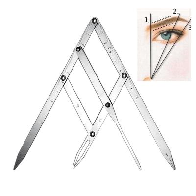 China Fashion Factory OEM Stainless Steel Permanent Makeup Ruler Eyebrow Shaping Tattoo Design Gauge Microblading Measuring Tool for sale