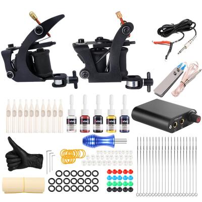 China Fashion factory OEM tattoo machine set with rope and clip tattoo grips and foot pedal tattoo accessories tattoo machine kit for sale