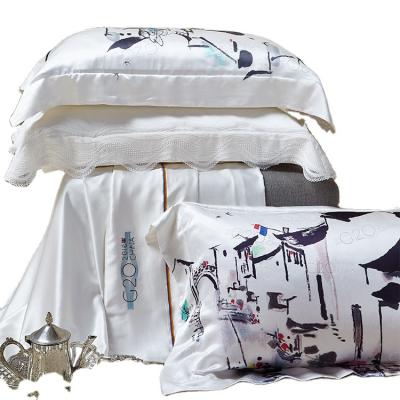 China Factory Product Style 100% Anti-Static Head Classic Silk Printing 4 Pcs Luxury Bedding Set for sale