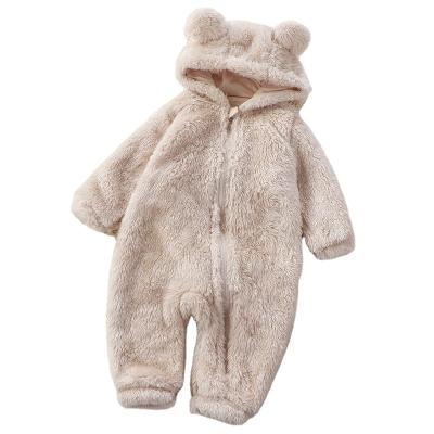 China Newborn Baby Romper Plush Shirt Cartoon Bear Warm Clothes Long Sleeeves Autumn Long Sleeve Fur Baby Winter Wholesale Overalls for sale