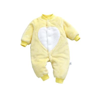 China New Cartoon Cow Anti-Shrink Overalls Thickened Baby Romper Autumn And Winter Baby Girl Coat Winter Flannel Baby Romper for sale