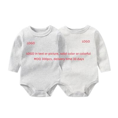 China Wholesales 100% Cotton Long Sleeve Baby Overalls Striped 100% Round Neck Soft Newborn Baby Clothes for sale