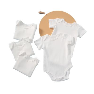 China New DIY 100% Cotton Baby Solid Color Triangle Romper Baby Plain Color Package Pet Romper Baby Rompers Short Sleeve 100% Cotton for sale