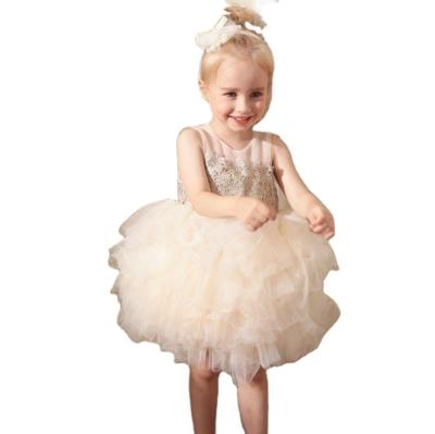 China Anti-wrinkle champagne bridesmaid dress girls tutu puffy dress new children's princess dress for sale