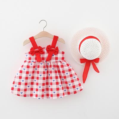 China 2022 new arrival summer cute cotton shoulder strap anti-wrinkle bow 18 months girl clothes travel girls dress wholesale for sale