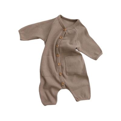 China Wholesale Soft Baby Boy Girls Clothes Solid Color Newborn Long Sleeve Jumpsuit Baby Romper for sale