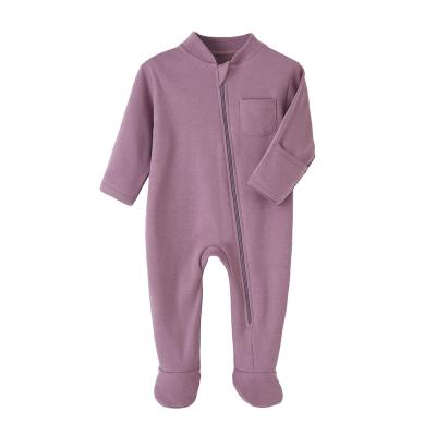 China Pure natural custom made organic baby footie onesie bamboo cotton fabric baby clothes zipper spanish romper for sale