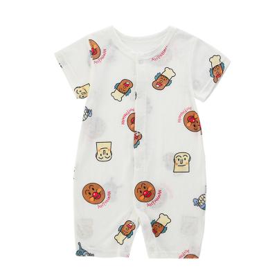 China Breathable Summer Baby Clothes Short Sleeve Baby Bamboo Fiber Mesh Baby Pajamas Cute Cartoon Overalls For Extinguishing for sale