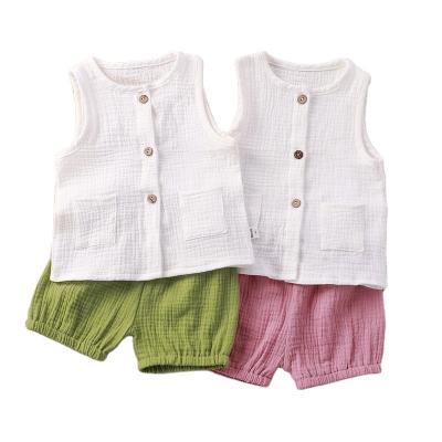 China Factory wholesale new children's suits anti-shrink vest gauze cotton solid color vest baby children's clothing for sale