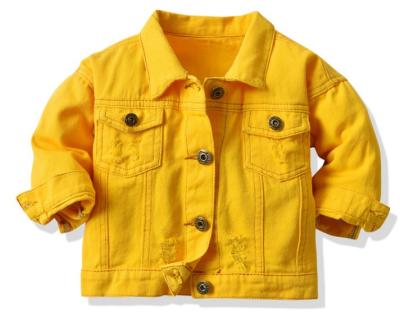 China Breathable Kids Children's Denim Jacket Toddler Ripped Lattice Jackets Candy Color Denim Shirt Jacket for sale