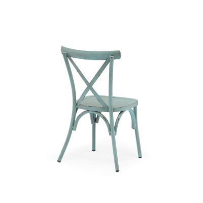 China Water Proof Side Chair Fork Metal Rear View Chair Restaurant Aluminum Metal Stacking Chair for sale