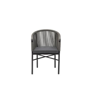 China Leisure French Court Garden Chair Rope Fabric Furniture Bistros Chair Water Proof Aluminum Rope Chair for sale