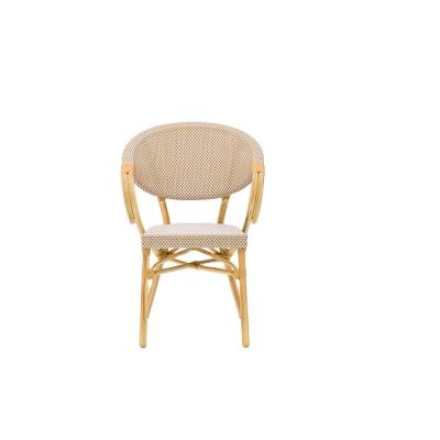 China Modern Aluminum Chair Outdoor French Aluminum Wicker Chair Restaurant Wicker Rope Rattan Aluminum Chair for sale