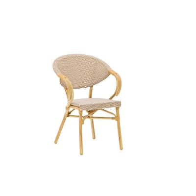 China Modern Armless Rattan Stacking Furniture Outdoor Chair Rattan French Aluminum Rattan Bistro Dining Chair for sale